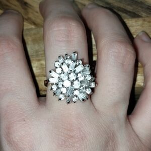 Elegant 18K Gold Electroplated Silver Cluster Ring